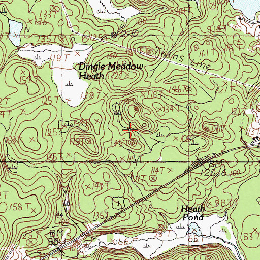Topographic Map of Dingle Meadow Heath, ME
