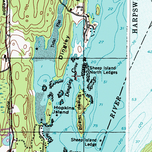 Topographic Map of Dingley Cove, ME