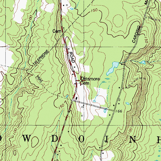 Topographic Map of Dinsmore Cemetery, ME