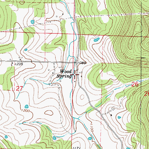Topographic Map of Wood Spring, AR