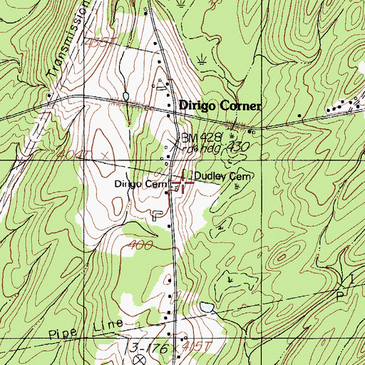 Topographic Map of Dirigo Cemetery, ME