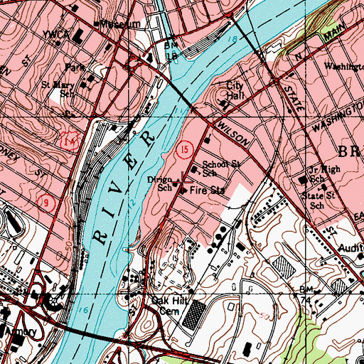 Topographic Map of Dirigo School, ME