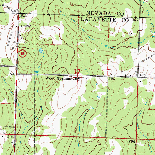 Topographic Map of Wood Springs Church, AR