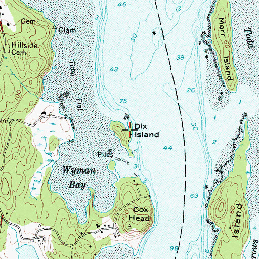 Topographic Map of Dix Island, ME