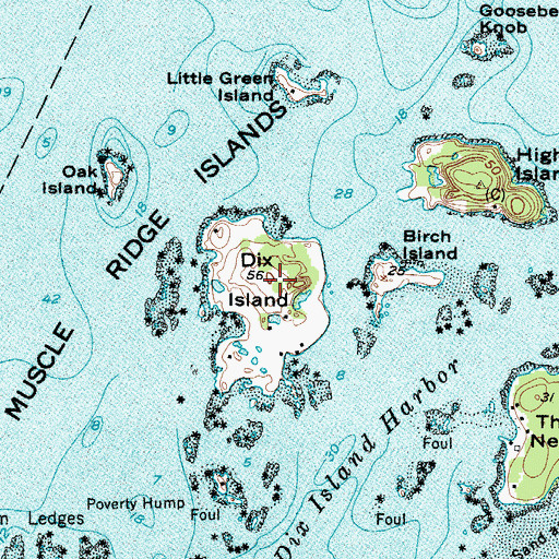 Topographic Map of Dix Island, ME