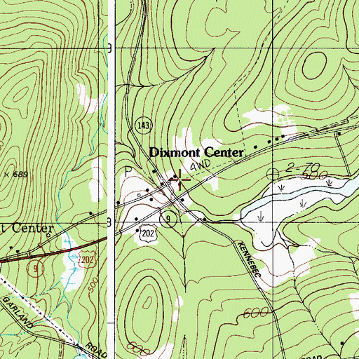 Topographic Map of Dixmont Center, ME