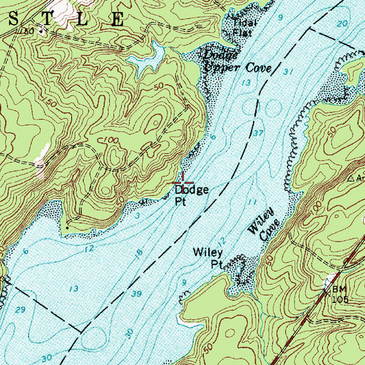 Topographic Map of Dodge Point, ME