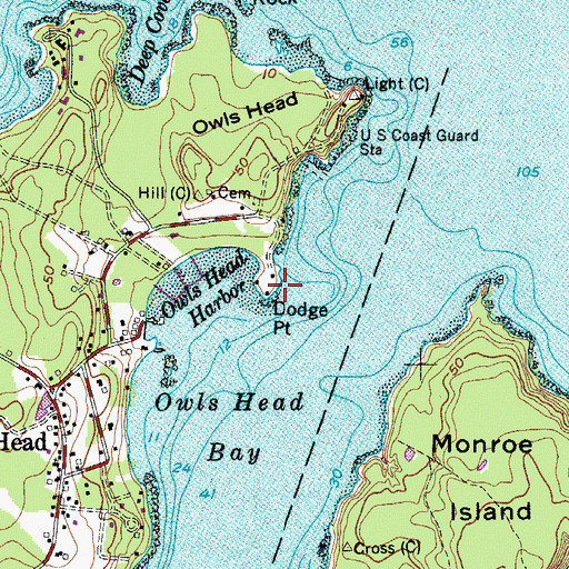 Topographic Map of Dodge Point, ME