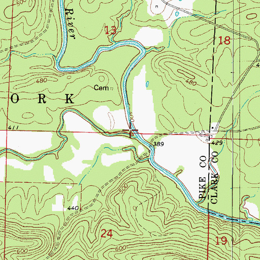 Topographic Map of Woodall Creek, AR