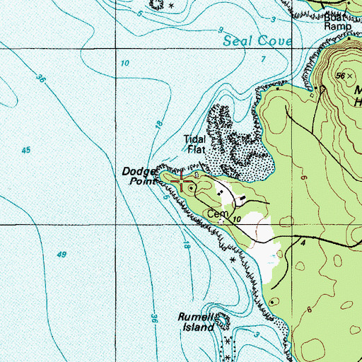 Topographic Map of Dodge Point, ME