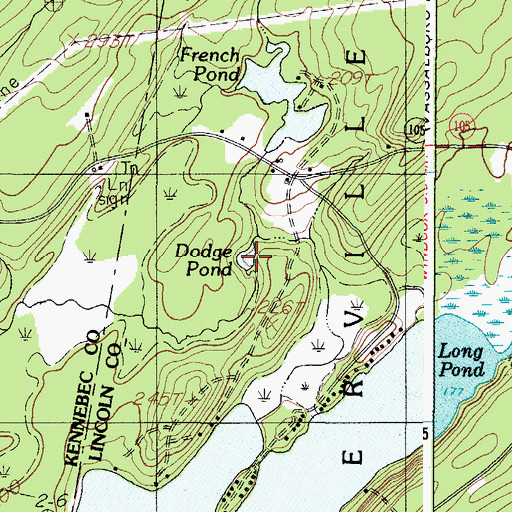 Topographic Map of Dodge Pond, ME