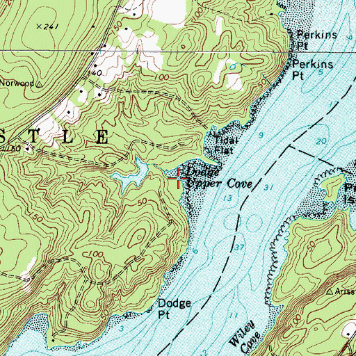 Topographic Map of Dodge Upper Cove, ME