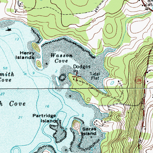 Topographic Map of Dodges Point, ME
