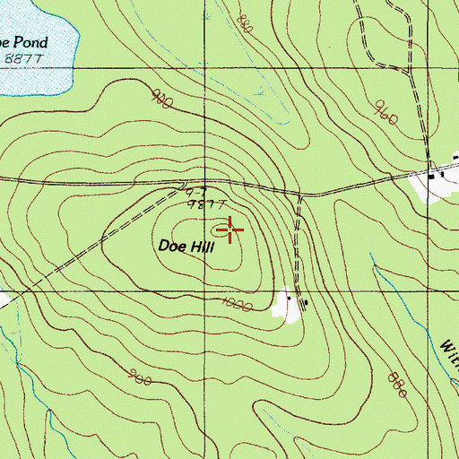 Topographic Map of Doe Hill, ME