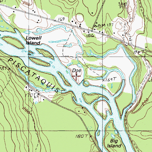 Topographic Map of Doe Island, ME