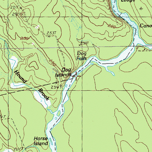 Topographic Map of Dog Falls, ME