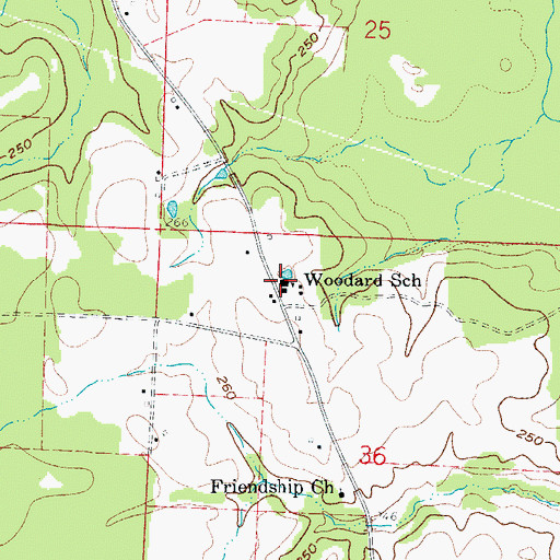 Topographic Map of Woodard School, AR