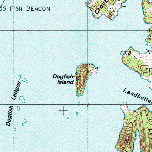 Topographic Map of Dogfish Island, ME