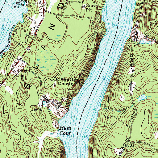 Topographic Map of Doggett Castle, ME