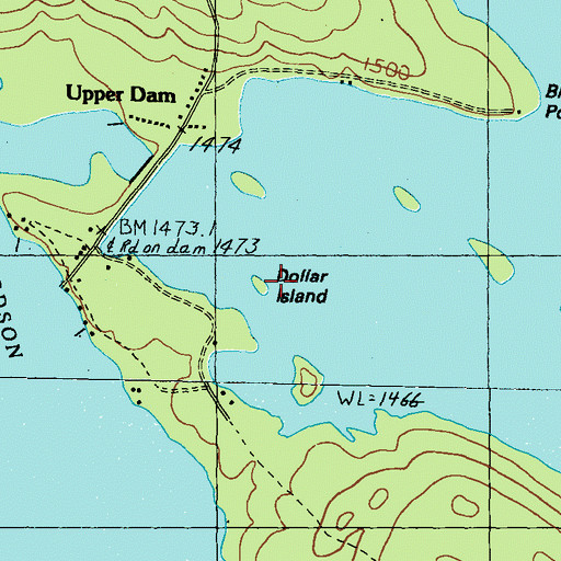 Topographic Map of Dollar Island, ME