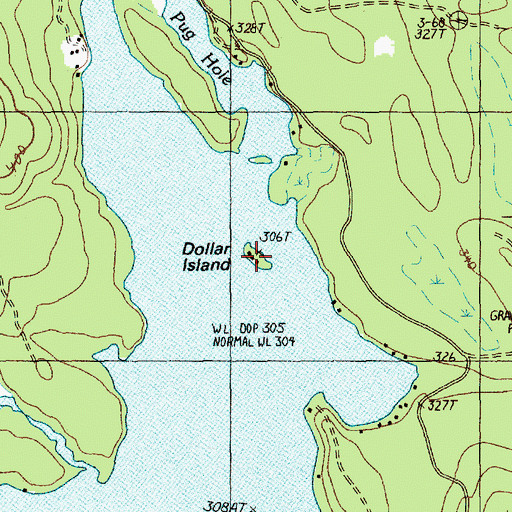 Topographic Map of Dollar Island, ME