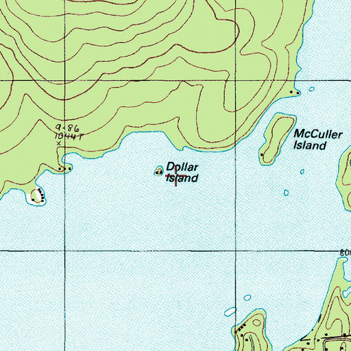 Topographic Map of Dollar Island, ME