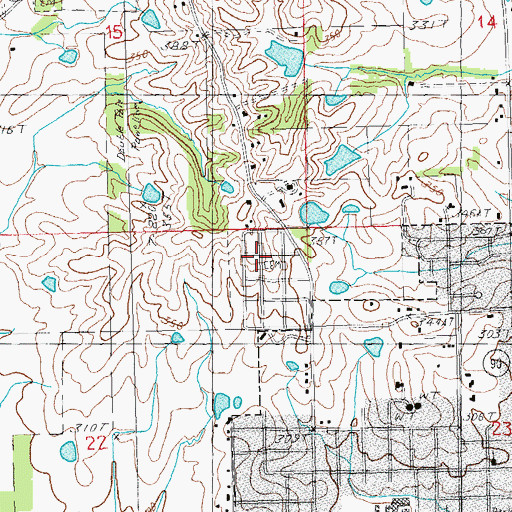 Topographic Map of Woodland Cemetery, AR