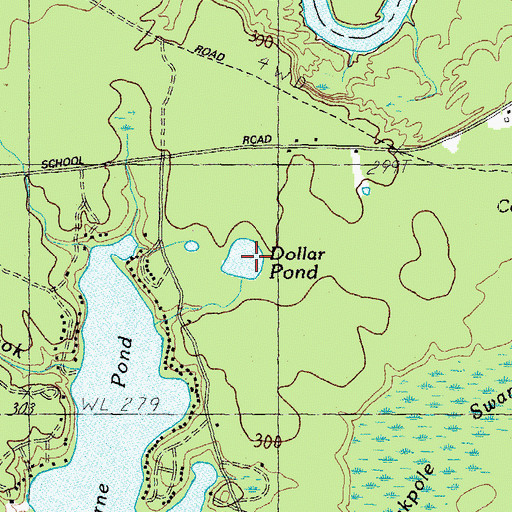 Topographic Map of Dollar Pond, ME