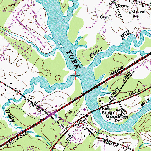Topographic Map of Dolly Gordon Brook, ME