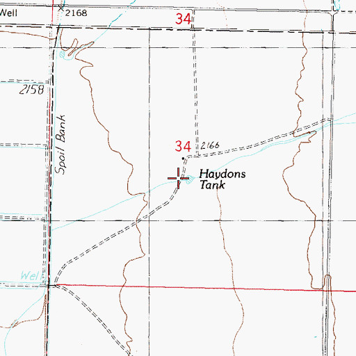 Topographic Map of Haydons Tank, AZ