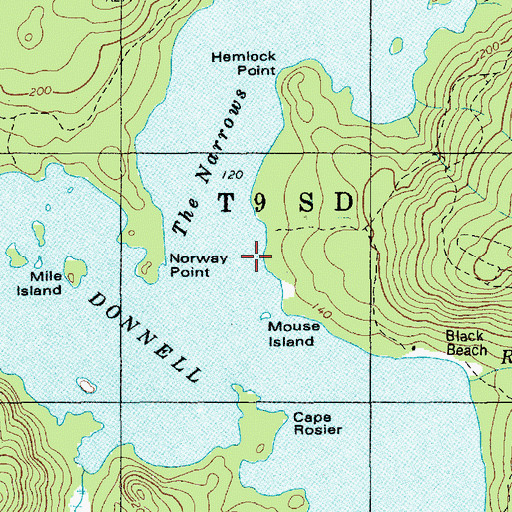 Topographic Map of Donnell Pond, ME