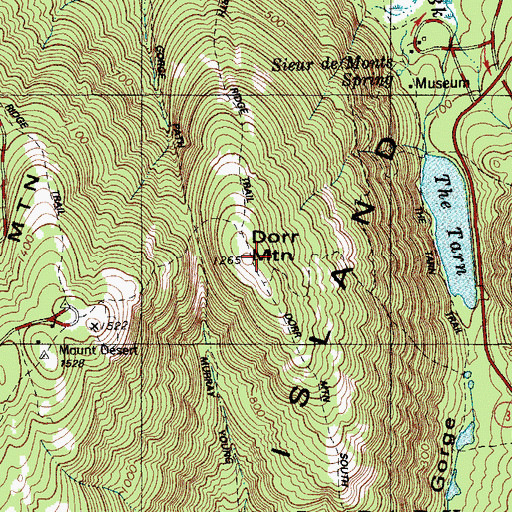 Topographic Map of Dorr Mountain, ME