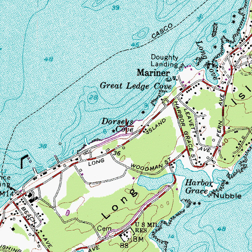 Topographic Map of Dorseys Cove, ME