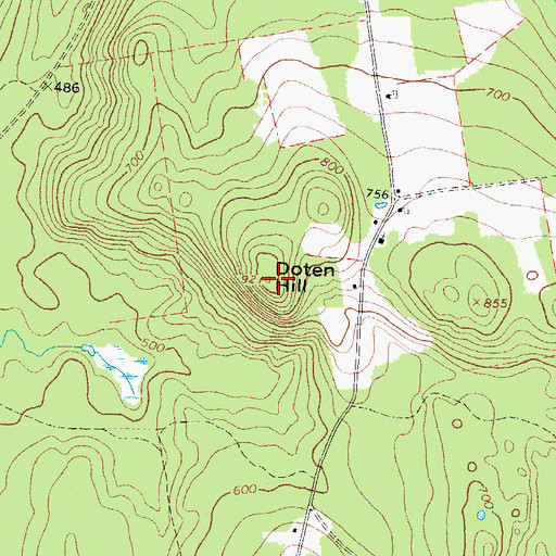 Topographic Map of Doten Hill, ME