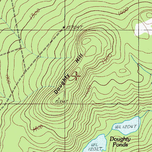 Topographic Map of Doughty Hill, ME