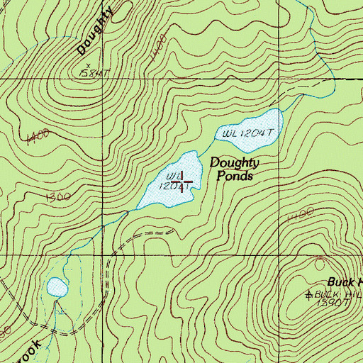Topographic Map of Doughty Ponds, ME