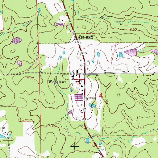 Topographic Map of Woodlawn School, AR