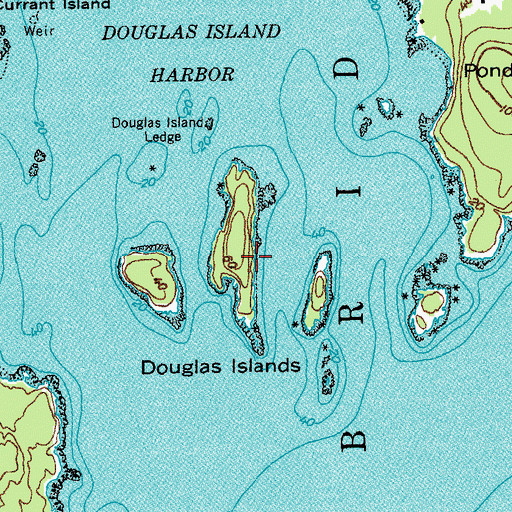 Topographic Map of Douglas Islands, ME