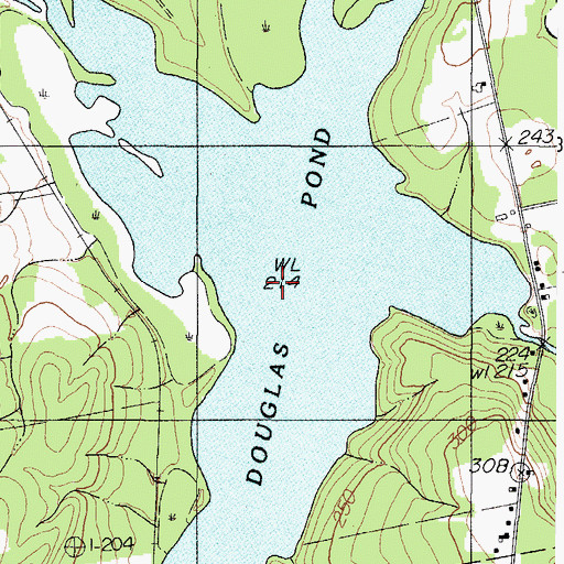 Topographic Map of Douglas Pond, ME