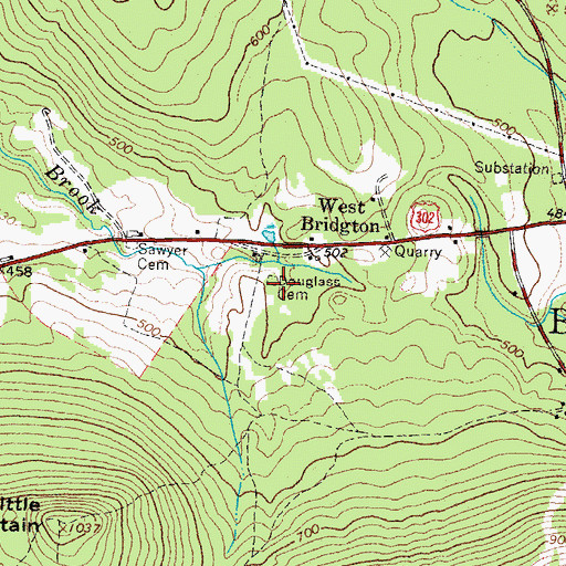 Topographic Map of Douglass Cemetery, ME