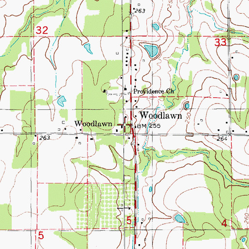 Topographic Map of Woodlawn School, AR