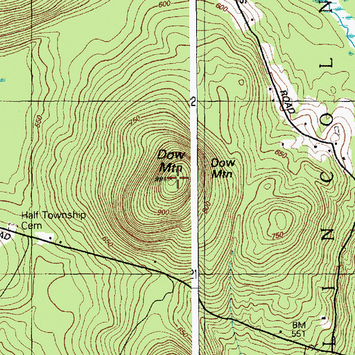 Topographic Map of Dow Mountain, ME