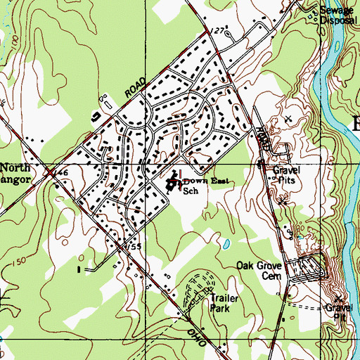 Topographic Map of Downeast School, ME
