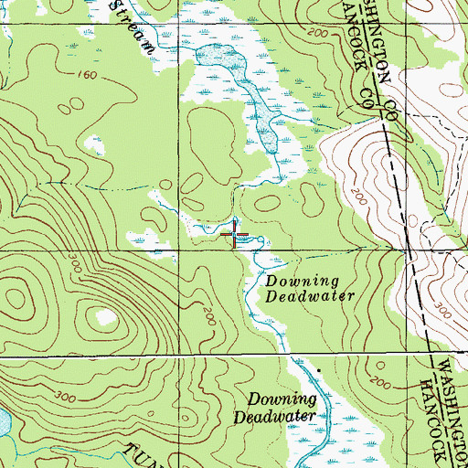 Topographic Map of Downing Bog Stream, ME