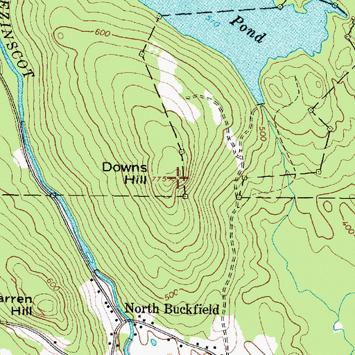 Topographic Map of Downs Hill, ME