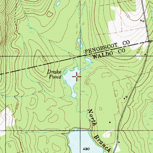 Topographic Map of Drake Pond, ME