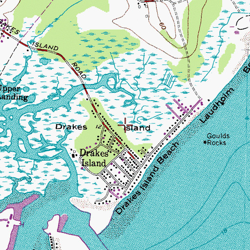 Topographic Map of Drakes Island, ME