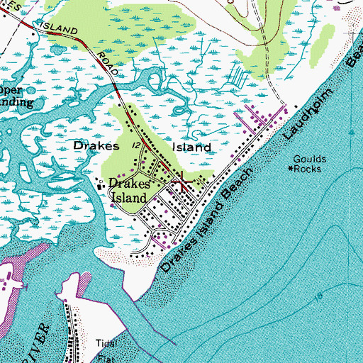 Topographic Map of Drakes Island, ME