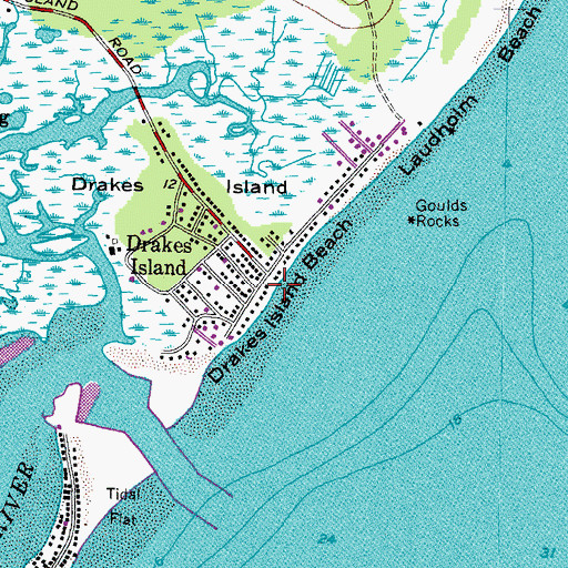 Topographic Map of Drakes Island Beach, ME