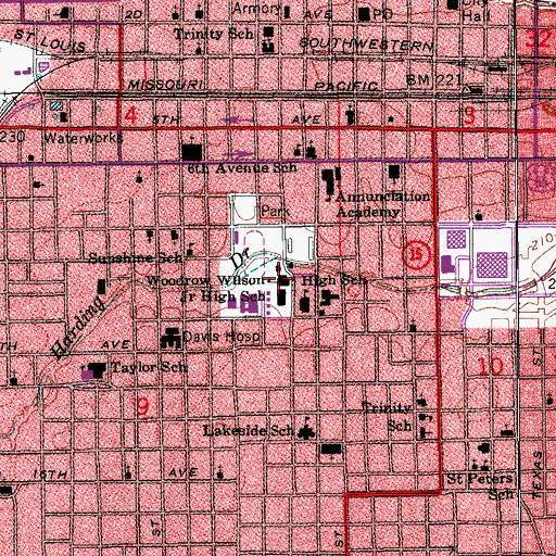 Topographic Map of Woodrow Wilson Junior High School, AR